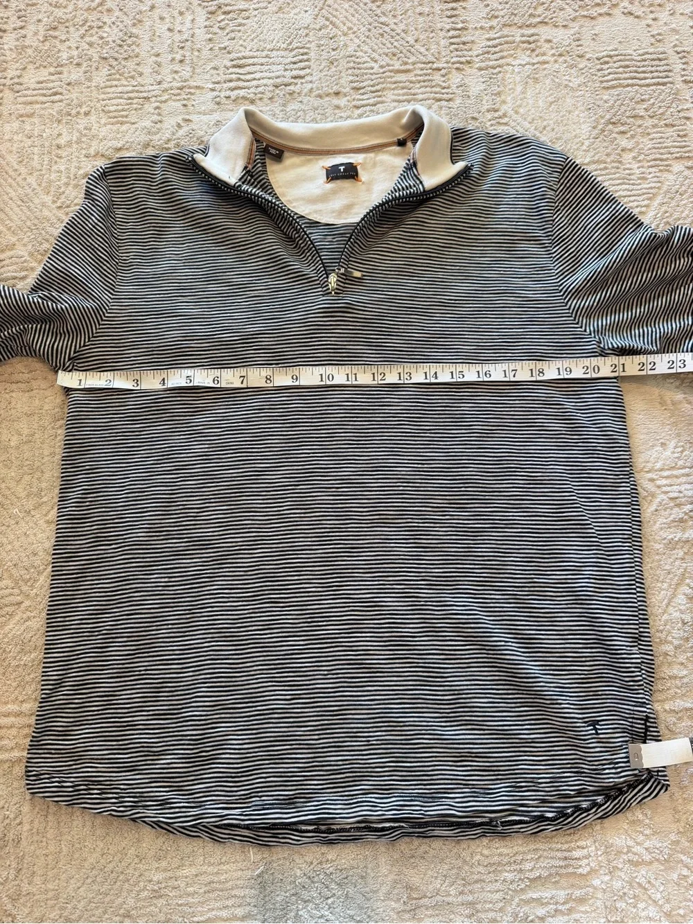 Left Coast Tee Striped Quarter-Zip Pullover Sweater 100% Cotton Peru Men’s L